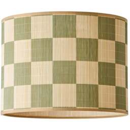 ValueLights Lori Green Checker Bamboo Medium Drum Ceiling Lamp Shade - Size: 23 x 30 x 30cm - Wilko - thumbnail 1