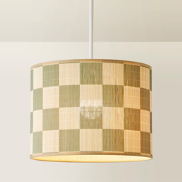 ValueLights Lori Green Checker Bamboo Medium Drum Ceiling Lamp Shade - Size: 23 x 30 x 30cm - Wilko - thumbnail 5