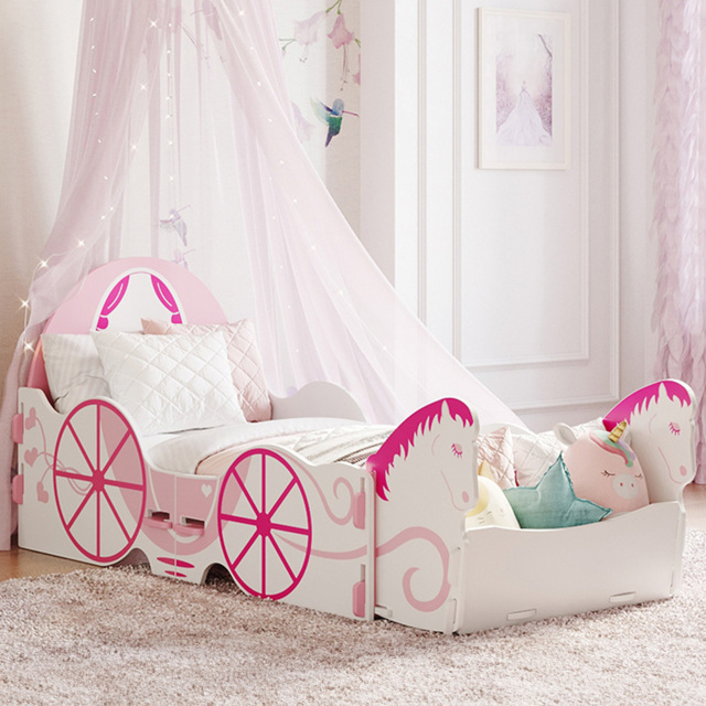 Kidsaw Princess Carriage Pink and White Junior Bed - Size: Toddler - Wilko - image 1