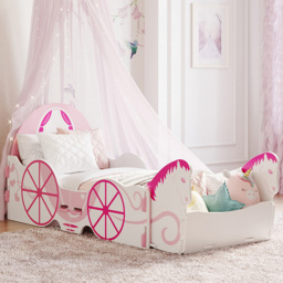Kidsaw Princess Carriage Pink and White Junior Bed - Size: Toddler - Wilko