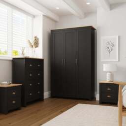 GFW Lancaster 4 Piece Black and Oak Bedroom Set - Wilko - thumbnail 1