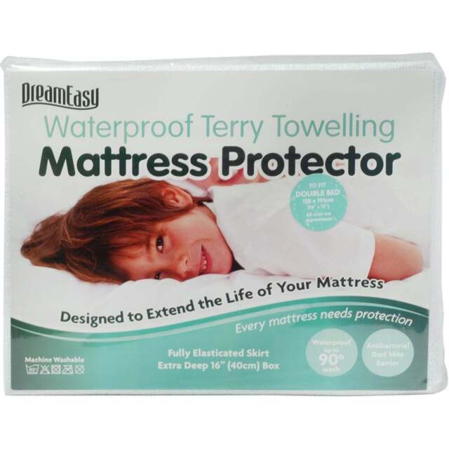 DreamEasy Super King  White Terry Waterproof Mattress Protector - Wilko - image 1