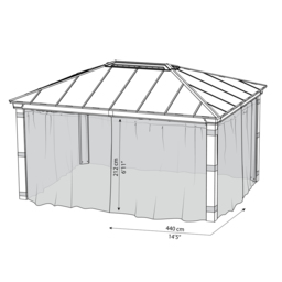Palram Canopia Dallas 3.6 x 4.8m Gazebo Netting 4 Pack - Size: 0.1 x 440 x 212cm - Grey - Wilko - thumbnail 6