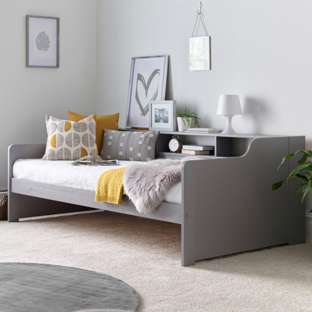 Tyler Single Grey Guest Bed with Memory Foam Mattress - Bedmaster - Wilko - image 1