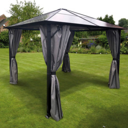 Glendale Peninsula 3 x 3m Polycarbonate Grey Garden Gazebo - Wilko