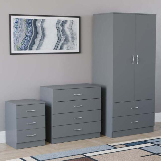 Vida Designs Riano Grey 3 Piece Bedroom Furniture Set - Wilko - image 1