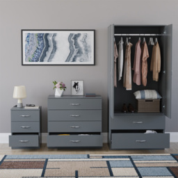 Vida Designs Riano Grey 3 Piece Bedroom Furniture Set - Wilko - thumbnail 4