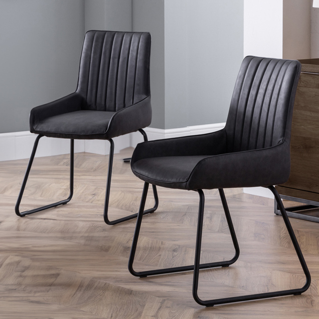 Julian Bowen Soho Set of 2 Black Dining Chairs - Wilko - image 1
