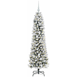 vidaXL Pre-Lit Warm White LED and White Baubles White Artificial Christmas Tree with Stand 4.9ft - Wilko - thumbnail 1