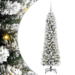 vidaXL Pre-Lit Warm White LED and White Baubles White Artificial Christmas Tree with Stand 4.9ft - Wilko - thumbnail 3