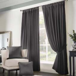 Alan Symonds Madison Charcoal Taped Top Curtains 117 x 183cm - Size: W 117 x D 183cm - Grey - Wilko