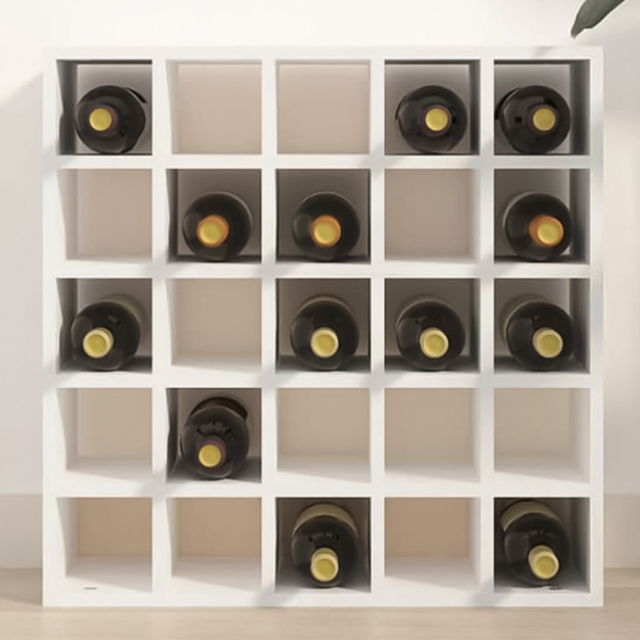 vidaXL 25 Bottle White Freestanding Wine Cabinet - Size: 56 x 56 x 25cm - Wilko - image 1