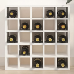 vidaXL 25 Bottle White Freestanding Wine Cabinet - Size: 56 x 56 x 25cm - Wilko - thumbnail 1