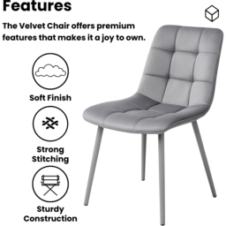 Kosy Koala 6 Seater Velvet Glass Dining Set Black and Grey - Wilko - thumbnail 5