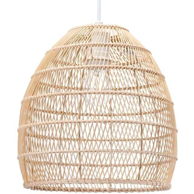 Happy Homewares Natural Brown Rattan Vintage Spiral Cage Pendant Shade - Size: 30 x 30 x 30cm - Wilko - image 1