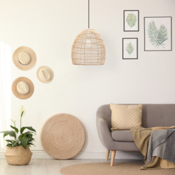 Happy Homewares Natural Brown Rattan Vintage Spiral Cage Pendant Shade - Size: 30 x 30 x 30cm - Wilko - thumbnail 3