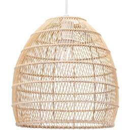 Happy Homewares Natural Brown Rattan Vintage Spiral Cage Pendant Shade - Size: 30 x 30 x 30cm - Wilko
