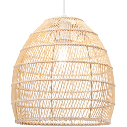Happy Homewares Natural Brown Rattan Vintage Spiral Cage Pendant Shade - Size: 30 x 30 x 30cm - Wilko - thumbnail 4