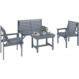 Outsunny 4 Seater Grey Garden Lounge Set - Grey Embossed Finish - Wilko - thumbnail 3