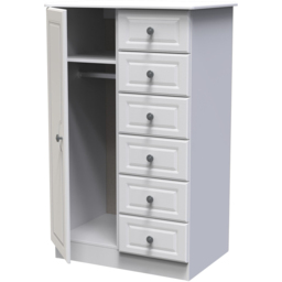 Crowndale Pembroke Single Door 6 Drawer Matt White Kids Wardrobe Ready Assembled - White Matt - Wilko - thumbnail 5