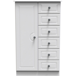 Crowndale Pembroke Single Door 6 Drawer Matt White Kids Wardrobe Ready Assembled - White Matt - Wilko - thumbnail 3