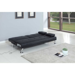 Brooklyn Double Sleeper Black Faux Leather Cinema Sofa Bed with Bluetooth Speakers - Size: 2 Seater - Wilko - thumbnail 3