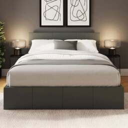 GFW King Size Grey Hopsack Fabric End Lift Ottoman Bed with Memory Pocket Spring Mattress - Wilko - thumbnail 1