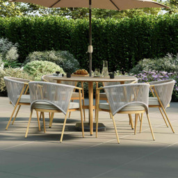 Charles Bentley Almada 6 Seater Rope Weave Garden Dining Set - Grey - Wilko - thumbnail 1