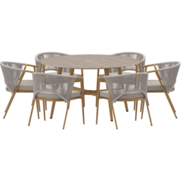 Charles Bentley Almada 6 Seater Rope Weave Garden Dining Set - Grey - Wilko - thumbnail 3