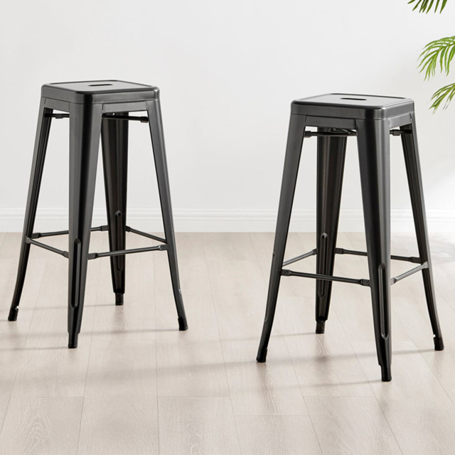 Furniturebox Carter Black Tolix Style Bar Stool Set of 2 - Wilko - image 1