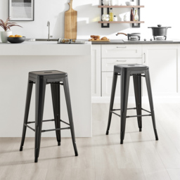Furniturebox Carter Black Tolix Style Bar Stool Set of 2 - Wilko - thumbnail 3