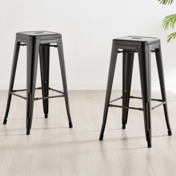 Furniturebox Carter Black Tolix Style Bar Stool Set of 2 - Wilko - thumbnail 1
