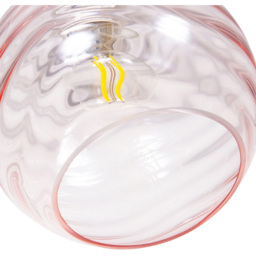 Happy Homewares Designer Pink Circular Ribbed Glass Non Electric Pendant Shade - Size: 18 x 20 x 20cm - Wilko - thumbnail 5