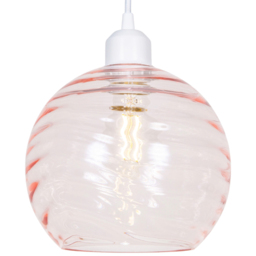 Happy Homewares Designer Pink Circular Ribbed Glass Non Electric Pendant Shade - Size: 18 x 20 x 20cm - Wilko - thumbnail 4