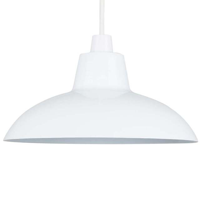 ValueLights Civic Metro Style White Metal Retro Pendant Light Shade - Size: 12 x 28.8 x 28.8cm - Wilko - image 1