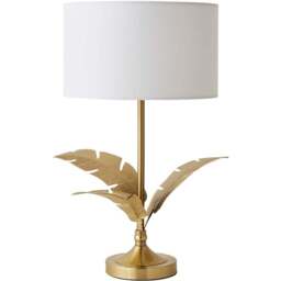 ValueLights Christina White and Gold Palm Leaf Detail Single Stem Table Lamp and Bulb - Size: 47.5 x 29 x 29cm - Wilko - thumbnail 1