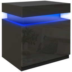 Portland 2 Drawer Black High Gloss Bedside Table with LED Light - Wilko - thumbnail 3