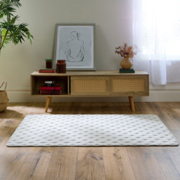 My Mat Ivory Sculptured Basketweave Washable Rug 100 x 150cm - Cream - Wilko - thumbnail 3