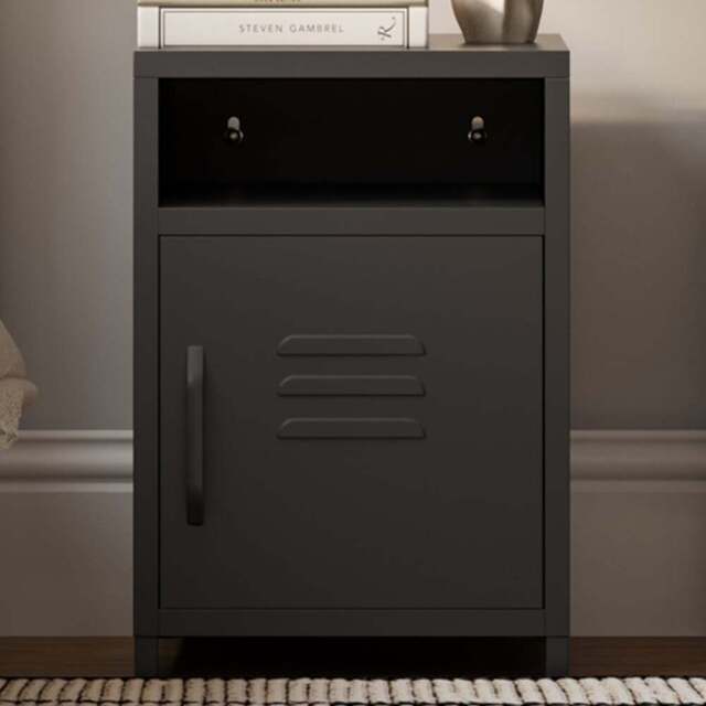 LPD Home Dillon Single Door Single Shelf Black Bedside Cabinet - Size: Single Door,Single Shelf - Wilko - image 1