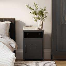 LPD Home Dillon Single Door Single Shelf Black Bedside Cabinet - Size: Single Door,Single Shelf - Wilko - thumbnail 7
