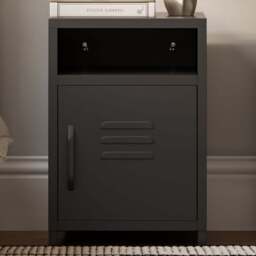 LPD Home Dillon Single Door Single Shelf Black Bedside Cabinet - Size: Single Door,Single Shelf - Wilko - thumbnail 1
