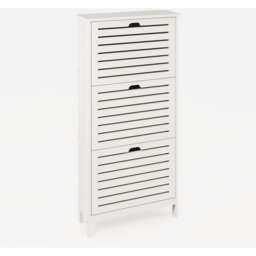 GFW Bergen White 3 Tier Shoe Cabinet - Size: 18 x 52 x 108cm - Wilko - thumbnail 4