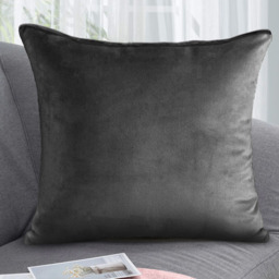 Velosso Luna Velvet Plain Charcoal Filled Cushion 43 x 43cm 2 Pack - Grey - Wilko - thumbnail 3