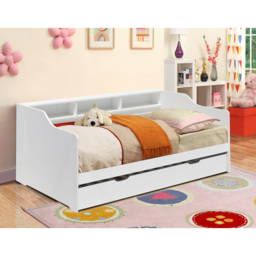 Comfy Living Single White Wooden Bed with Trundle and Shelves - Wilko - thumbnail 5