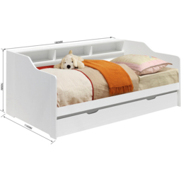 Comfy Living Single White Wooden Bed with Trundle and Shelves - Wilko - thumbnail 6