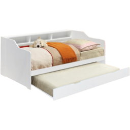 Comfy Living Single White Wooden Bed with Trundle and Shelves - Wilko - thumbnail 3