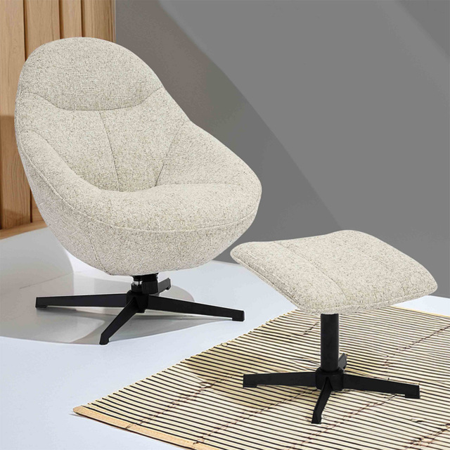 Serene Natural Swivel Lounge Chair and Footstool Set - Size: Single - Shankar - Wilko - image 1