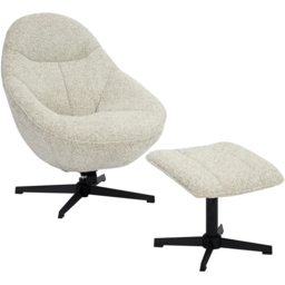 Serene Natural Swivel Lounge Chair and Footstool Set - Size: Single - Shankar - Wilko - thumbnail 3