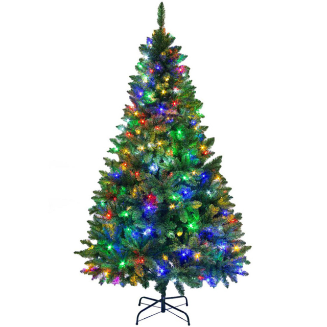 Shatchi Multicolour LED Pre Lit Alaskan Pine Artificial Christmas Tree 6ft - Green - Wilko - image 1
