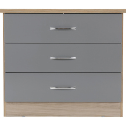 Seconique Nevada 3 Drawer Grey Gloss and Light Oak Veneer Chest of Drawers - Wilko - thumbnail 4